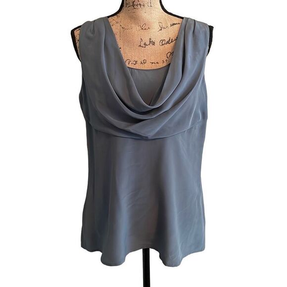 EUC 100% Silk Gray Halogen (from Nordstrom) Drape Front Sleeveless Top - Picture 1 of 9